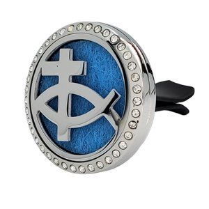 Fish of Life with Crystals Essential Oil Car Diffuser Stainless Steel NEW